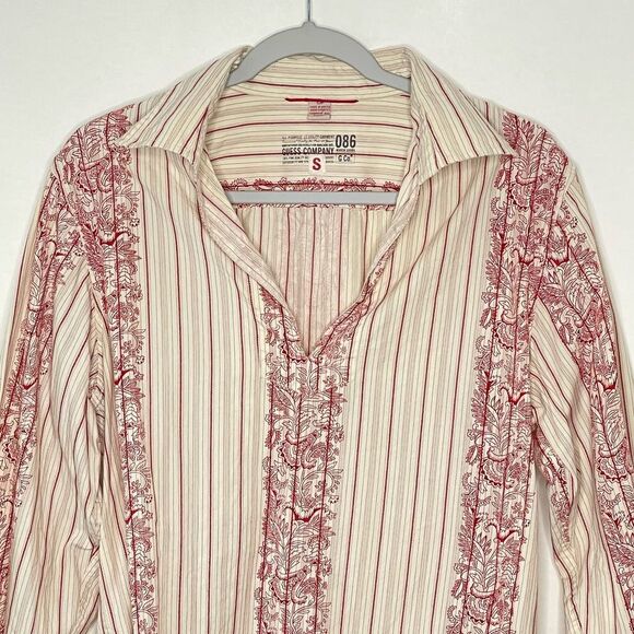 Vintage Guess Western Boho Embroidered Popover Top Blouse Small - Picture 4 of 6